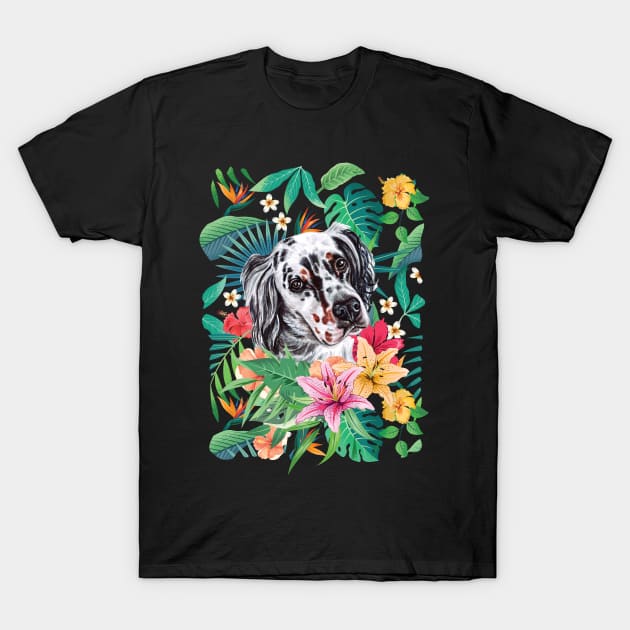 Tropical English Setter T-Shirt by LulululuPainting